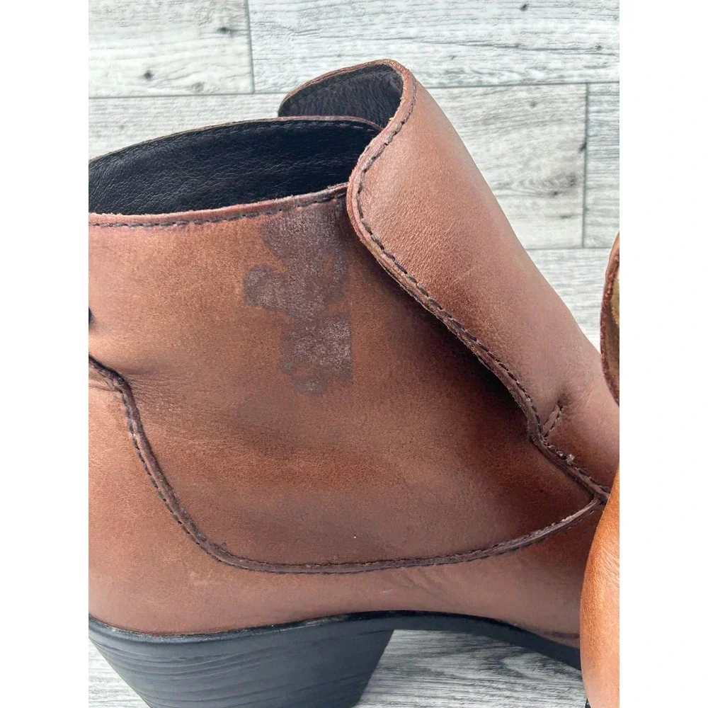 Born Brown Leather Ankle Boots Womens 9.5 M/W‎ Casual Western Heel Comfort Shoes